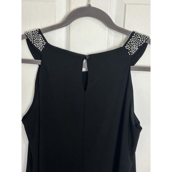 Onyx Moda Black Sleeveless Rhinestone Top Size Medium Classic Going Out Top USA - Picture 3 of 6